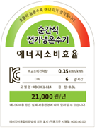 순간식 전기냉온수기 에너지소비효율라벨>